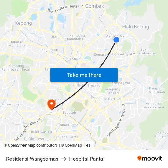Residensi Wangsamas to Hospital Pantai map