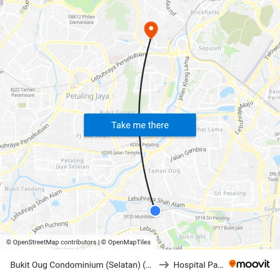 Bukit Oug Condominium (Selatan) (Kl1356) to Hospital Pantai map