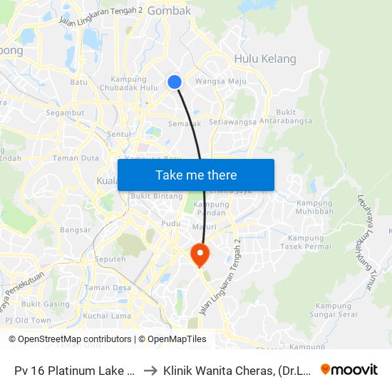 Pv 16 Platinum Lake Condominium (Kl1520) to Klinik Wanita Cheras, (Dr.Lai & Dr.Eee) Taman Pertama. map