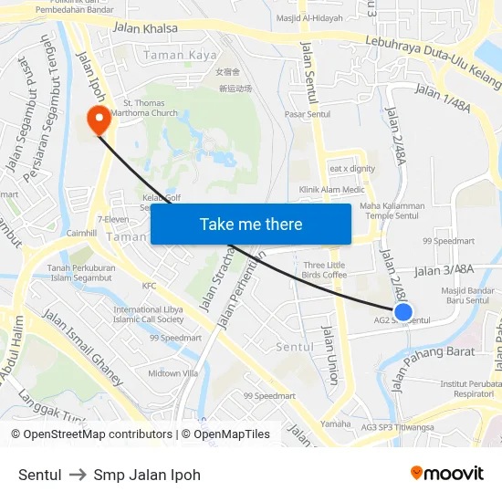 Sentul to Smp Jalan Ipoh map