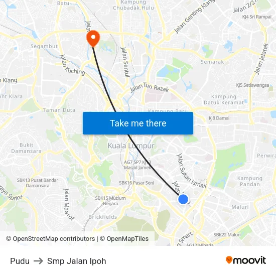 Pudu to Smp Jalan Ipoh map