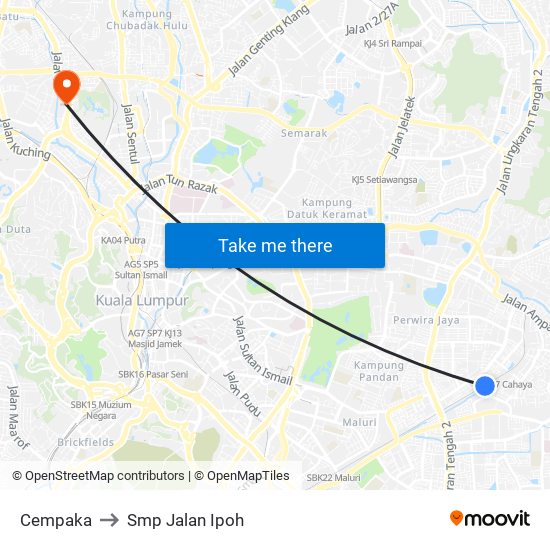 Cempaka to Smp Jalan Ipoh map