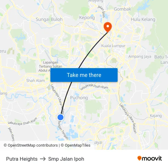 Putra Heights to Smp Jalan Ipoh map