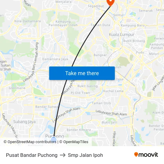 Pusat Bandar Puchong to Smp Jalan Ipoh map