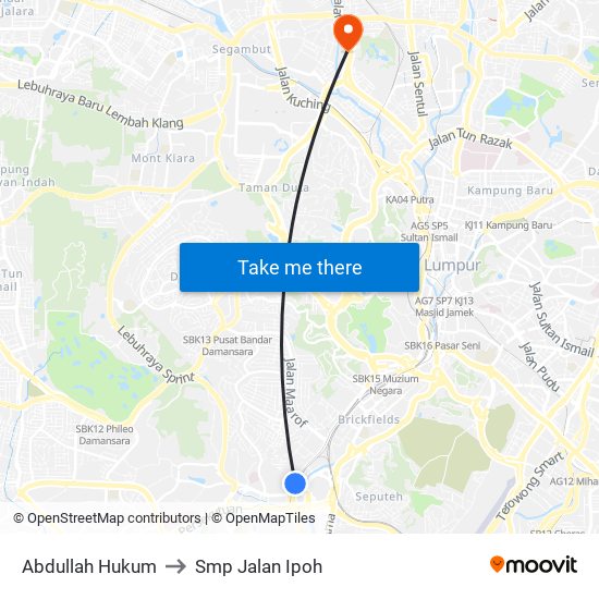 Abdullah Hukum to Smp Jalan Ipoh map