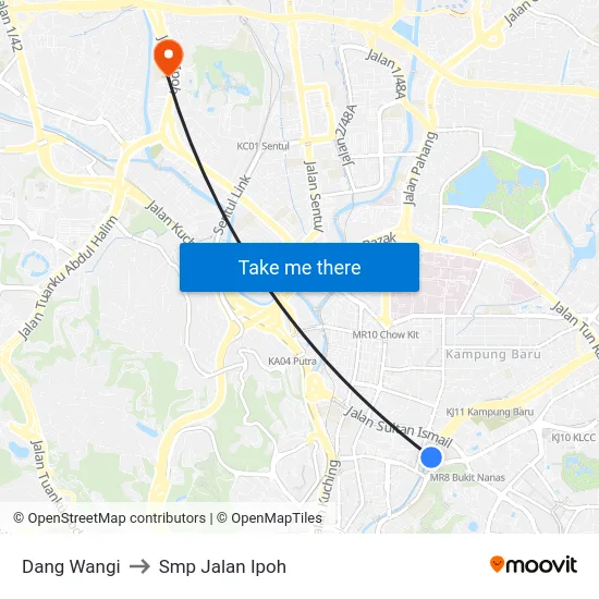 Dang Wangi to Smp Jalan Ipoh map