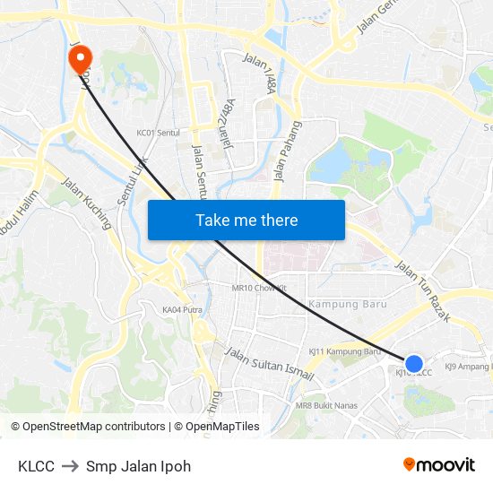 KLCC to Smp Jalan Ipoh map