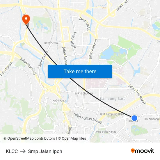 KLCC to Smp Jalan Ipoh map