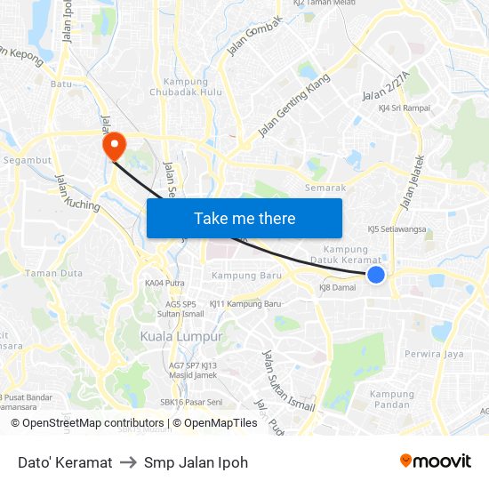 Dato' Keramat to Smp Jalan Ipoh map