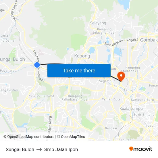 Sungai Buloh to Smp Jalan Ipoh map