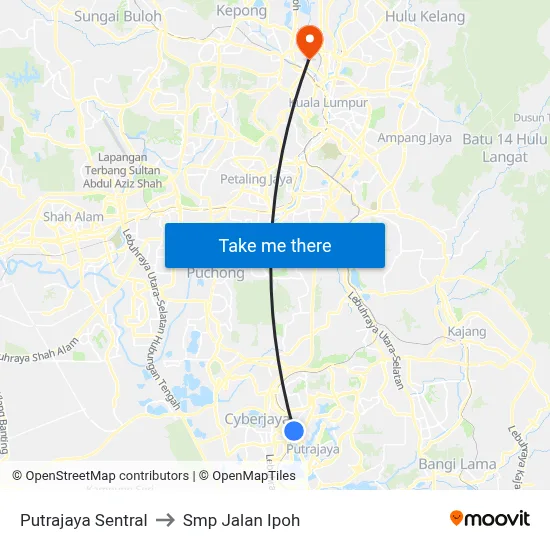 Putrajaya Sentral to Smp Jalan Ipoh map