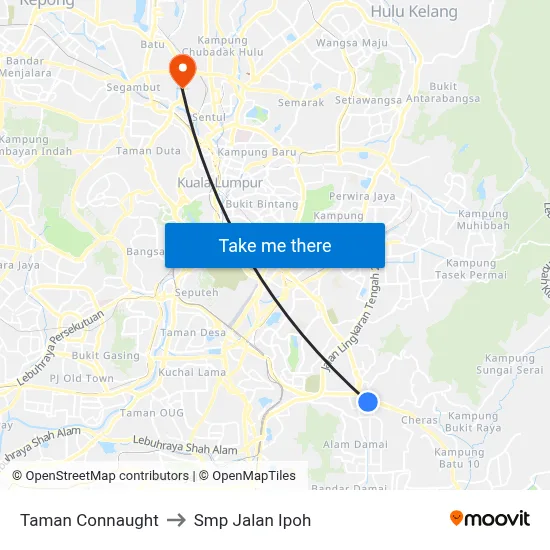 Taman Connaught to Smp Jalan Ipoh map