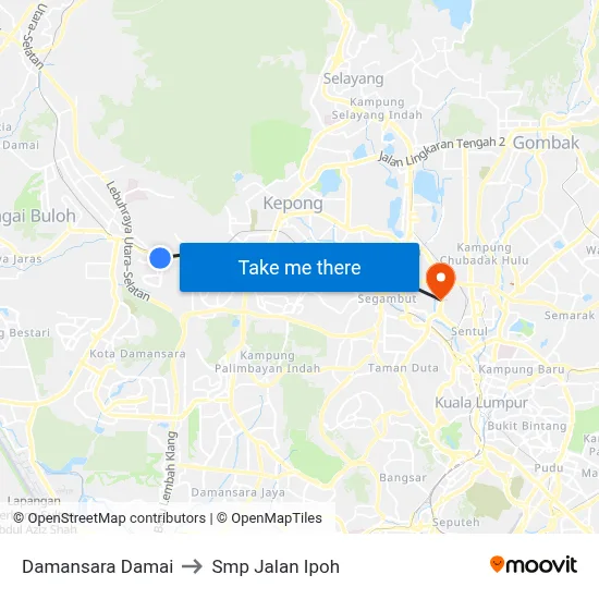Damansara Damai to Smp Jalan Ipoh map