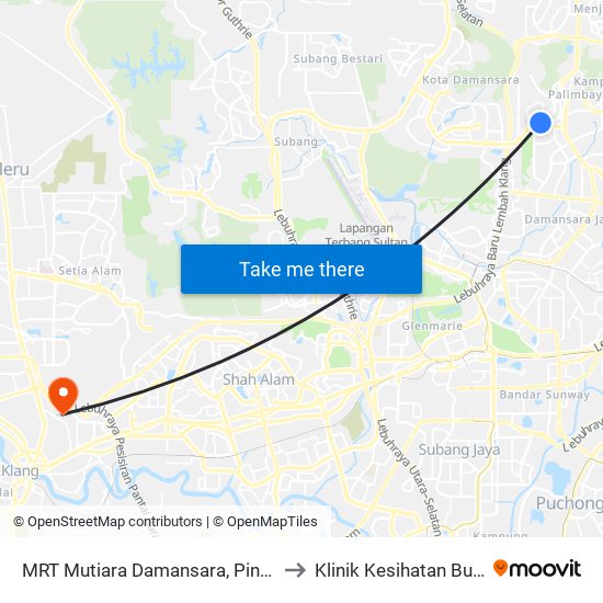 MRT Mutiara Damansara, Pintu C (Pj814) to Klinik Kesihatan Bukit Kuda map