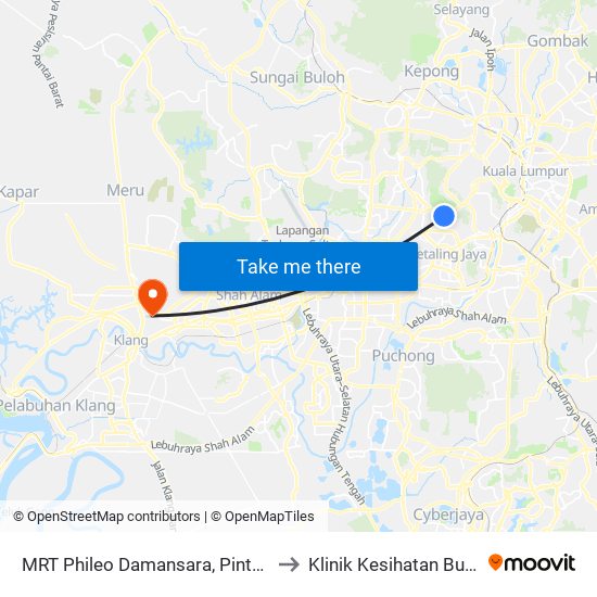 MRT Phileo Damansara, Pintu A (Pj823) to Klinik Kesihatan Bukit Kuda map