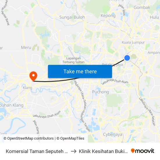 Komersial Taman Seputeh (Kl278) to Klinik Kesihatan Bukit Kuda map