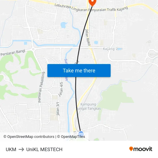 UKM to UniKL MESTECH map