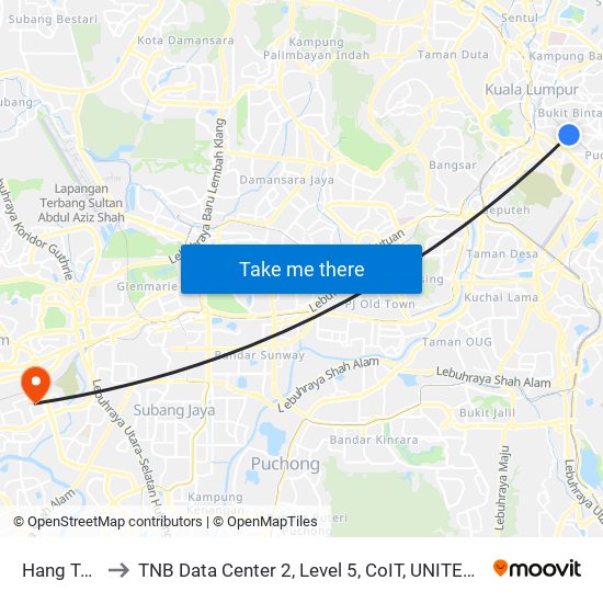 Hang Tuah to TNB Data Center 2, Level 5, CoIT, UNITEN Bangi. map