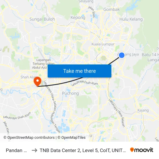 Pandan Jaya to TNB Data Center 2, Level 5, CoIT, UNITEN Bangi. map