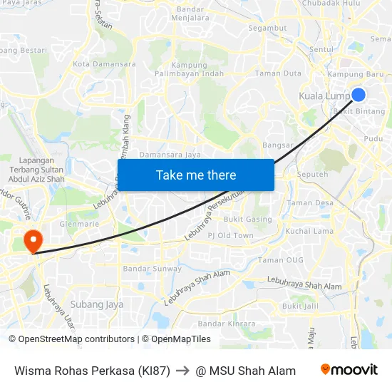 Wisma Rohas Perkasa (Kl87) to @ MSU Shah Alam map