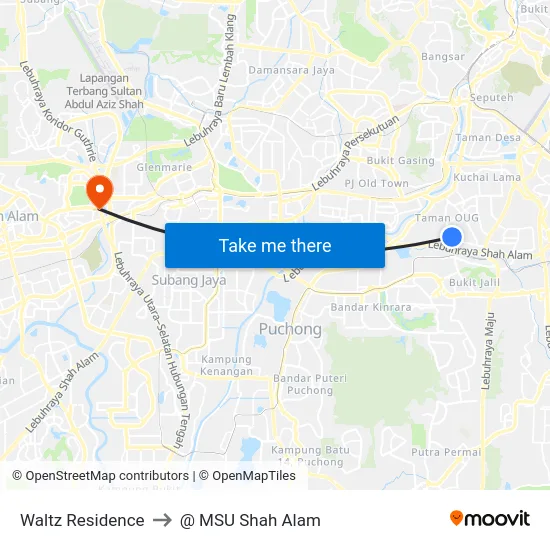 Waltz Residence to @ MSU Shah Alam map