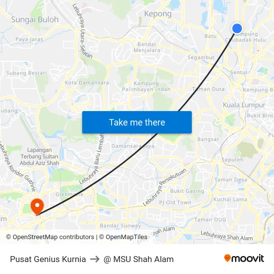 Pusat Genius Kurnia to @ MSU Shah Alam map
