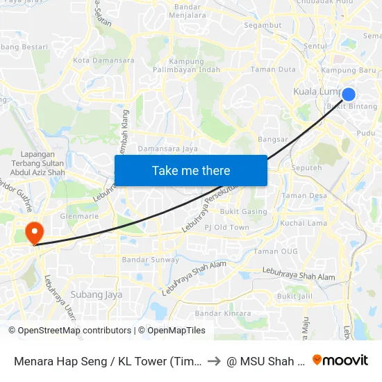 Menara Hap Seng / KL Tower (Timur) (Kl18) to @ MSU Shah Alam map