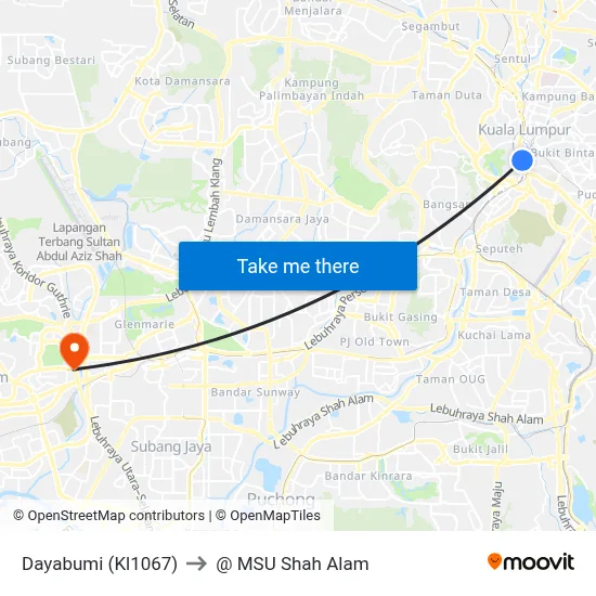 Dayabumi (Kl1067) to @ MSU Shah Alam map
