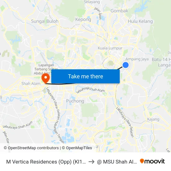 M Vertica Residences (Opp) (Kl1702) to @ MSU Shah Alam map