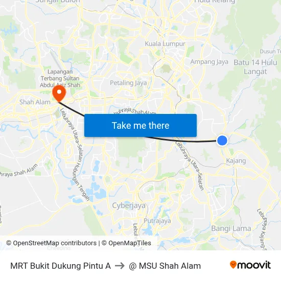 MRT Bukit Dukung Pintu A to @ MSU Shah Alam map