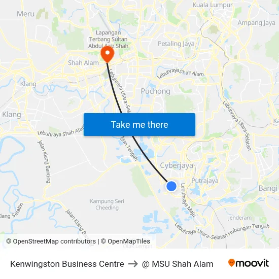 Kenwingston Business Centre to @ MSU Shah Alam map