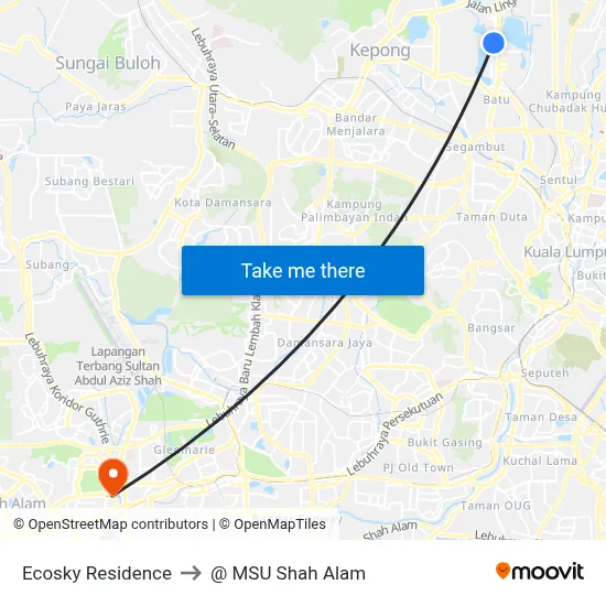 Ecosky Residence to @ MSU Shah Alam map