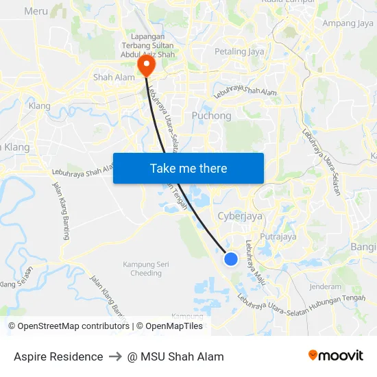 Aspire Residence to @ MSU Shah Alam map