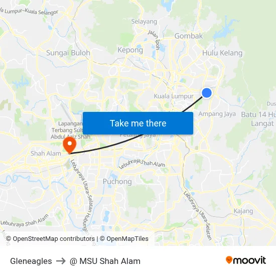 Gleneagles to @ MSU Shah Alam map