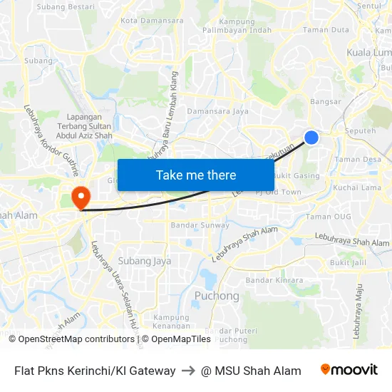 Flat Pkns Kerinchi/Kl Gateway to @ MSU Shah Alam map