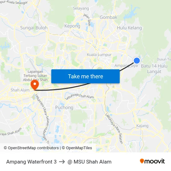 Ampang Waterfront 3 to @ MSU Shah Alam map
