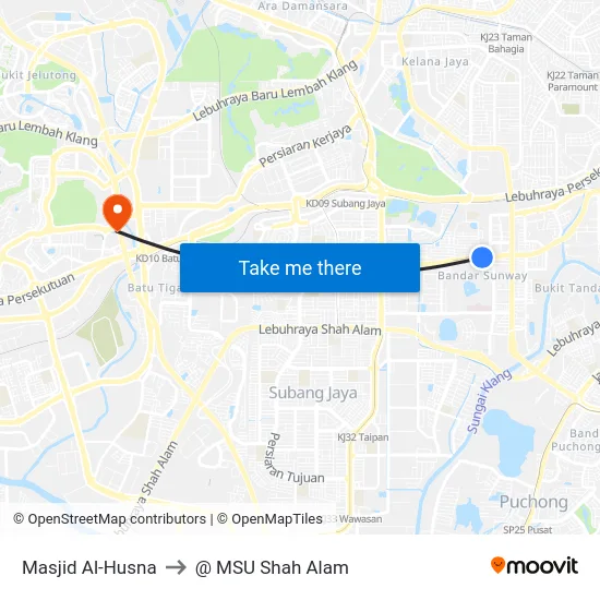 Masjid Al-Husna to @ MSU Shah Alam map