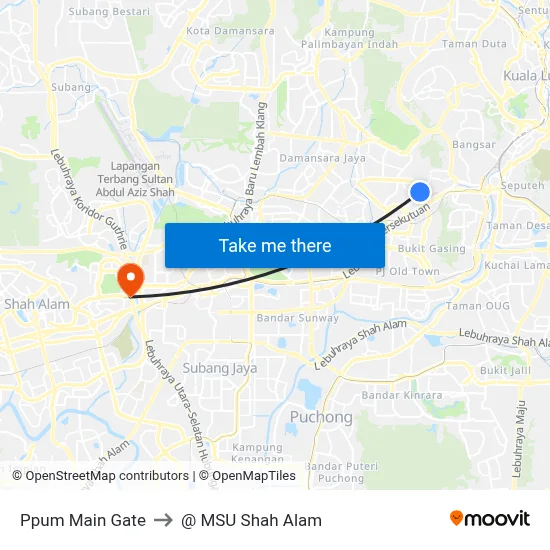 Ppum Main Gate to @ MSU Shah Alam map