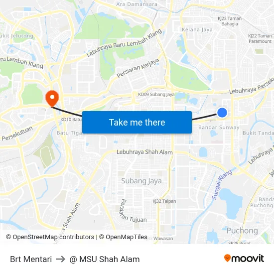 Brt Mentari to @ MSU Shah Alam map