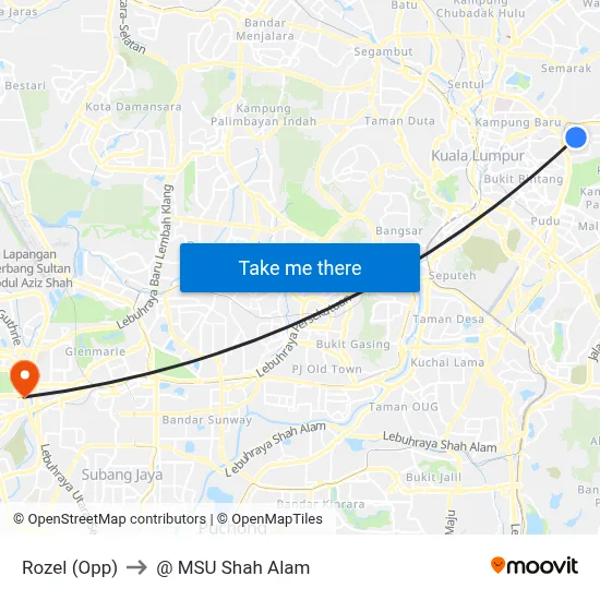 Rozel (Opp) to @ MSU Shah Alam map