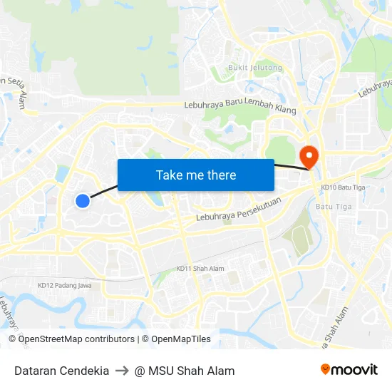 Dataran Cendekia to @ MSU Shah Alam map