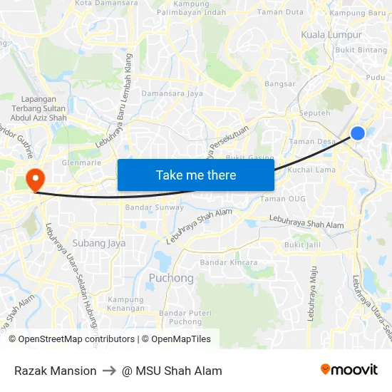 Razak Mansion to @ MSU Shah Alam map