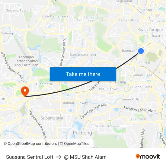 Suasana Sentral Loft to @ MSU Shah Alam map