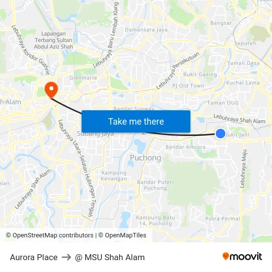 Aurora Place to @ MSU Shah Alam map