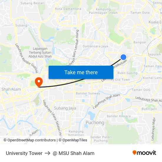 University Tower to @ MSU Shah Alam map