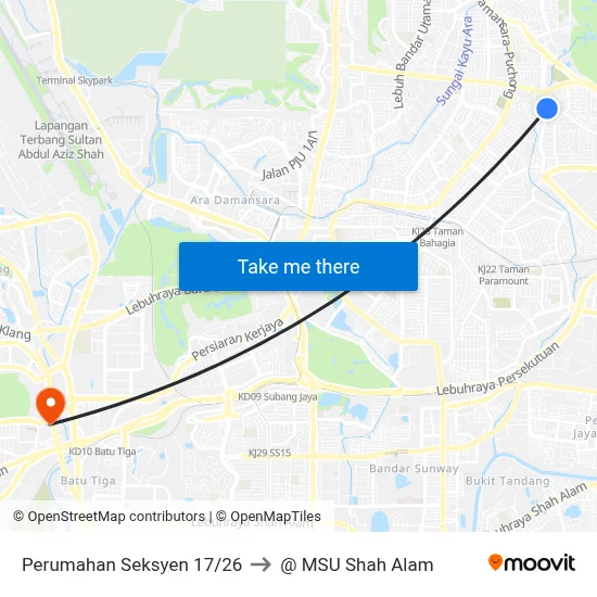 Perumahan Seksyen 17/26 to @ MSU Shah Alam map