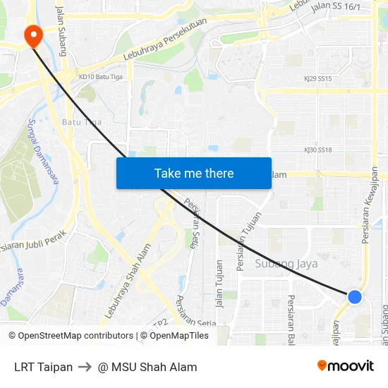 LRT Taipan to @ MSU Shah Alam map