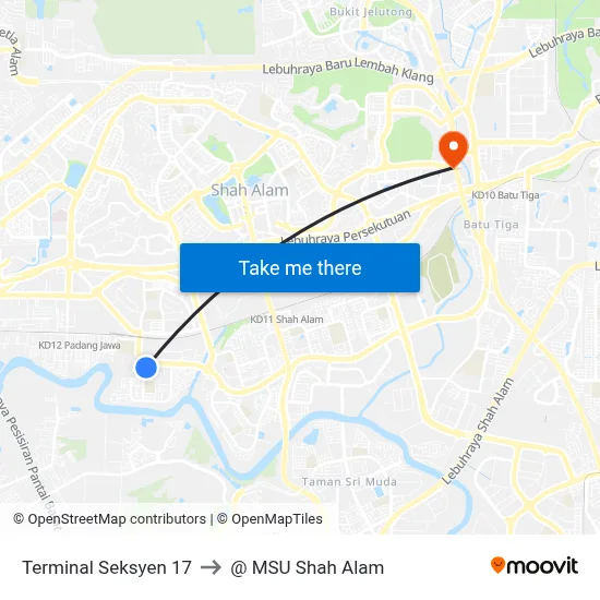 Terminal Seksyen 17 to @ MSU Shah Alam map