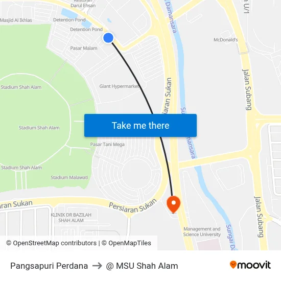Pangsapuri Perdana to @ MSU Shah Alam map