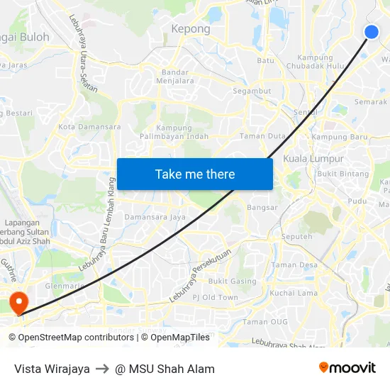 Vista Wirajaya to @ MSU Shah Alam map